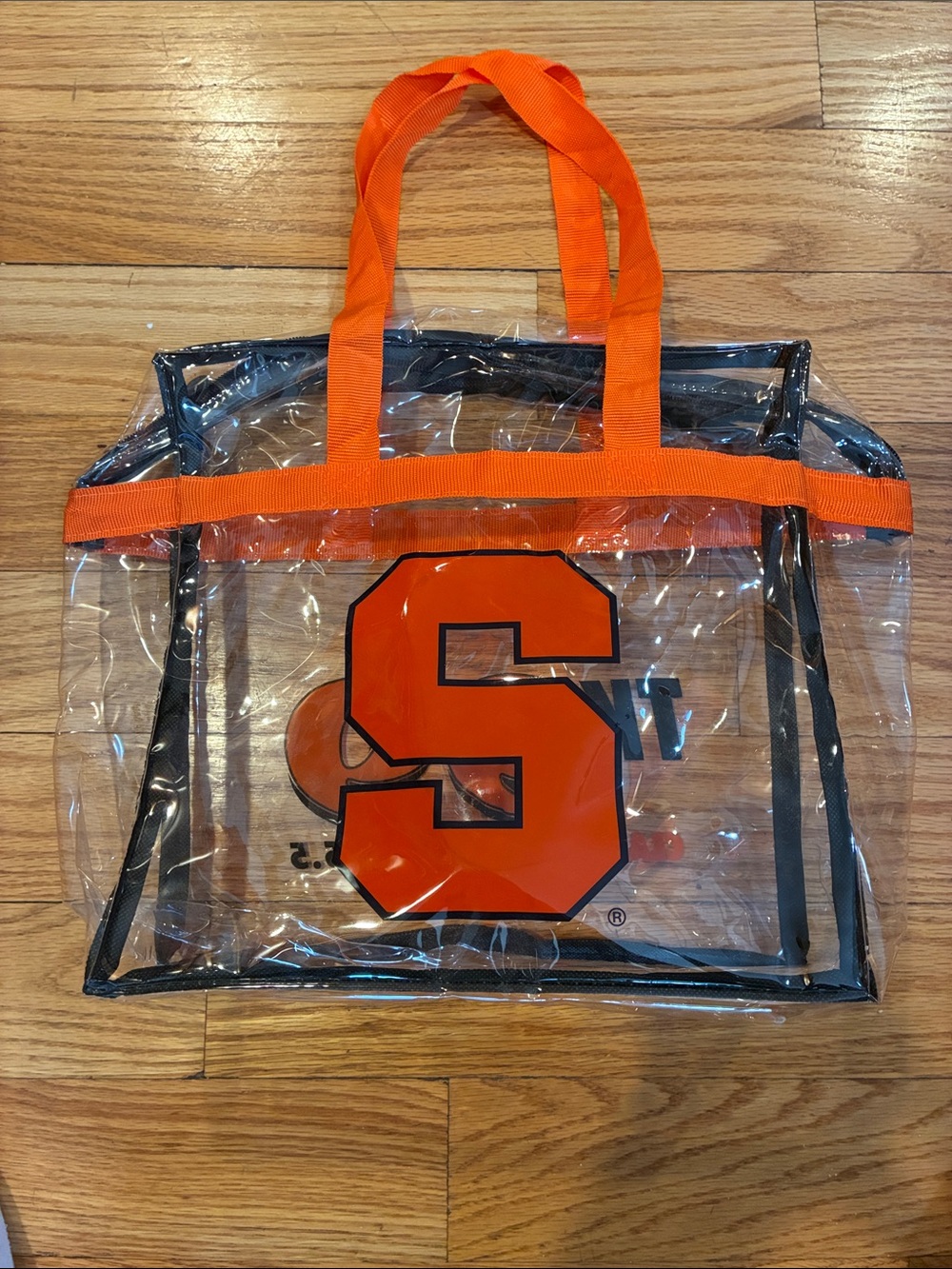 Clear PVC Tote Bag with Bold Orange 'S'